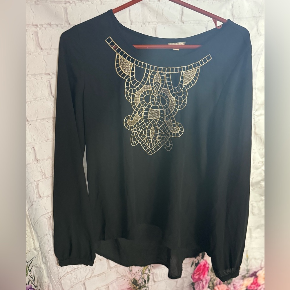 Elegant Black and Gold Women's Top